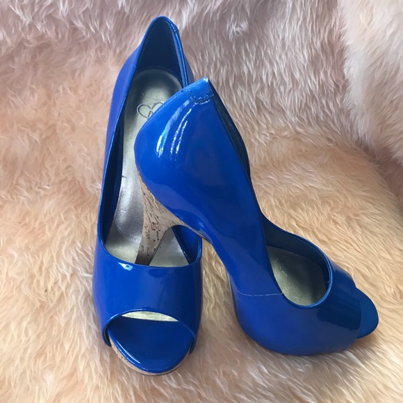 Jessica Simpson Open Toe Blue Heels - Picture 10 of 13